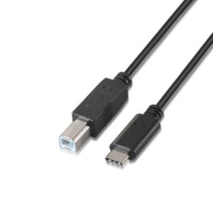 Cable USB 2.0  Impresora Aisens A107-0054/ USB Tipo-C Macho - USB Tipo-B Macho/ Hasta 9W/ 625Mbps/ 2m/ Negro - Imagen 1