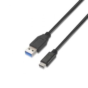 Cable USB 3.1 Tipo-C Aisens A107-0060/ USB Tipo-C Macho - USB Macho/ Hasta 27W/ 625Mbps/ 1m/ Negro - Imagen 1