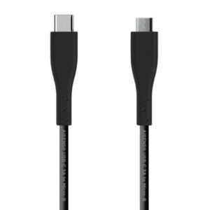 Cable USB 2.0 Tipo-C Aisens A107-0350/ USB Tipo-C Macho - MicroUSB/ Hasta 15W/ 60Mbps/ 2m/ Negro - Imagen 1