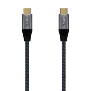 Cable USB 2.0 Tipo-C Aisens A107-0628 5A 100W/ USB Tipo-C Macho - USB Tipo-C Macho/ Hasta 100W/ 60Mbps/ 1m/ Gris - Imagen 1