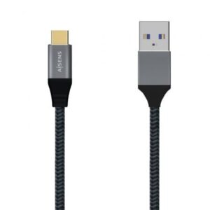 Cable USB 3.1 Tipo-C Aisens A107-0633/ USB Tipo-C Macho - USB Macho/ Hasta 27W/ 1250Mbps/ 2m/ Gris - Imagen 1