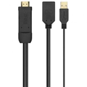 Cable Conversor 4K Aisens A122-0642/ HDMI Macho - DisplayPort Hembra - USB Macho/ Hasta 10W/ 2250Mbps/ 10cm + 10cm/ Negro - Imagen 1