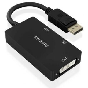 Cable Conversor Aisens A125-0861/ DisplayPort Macho/ VGA Hembra - DVI Hembra - HDMI 4K Hembra/ 15cm/ Negro - Imagen 1