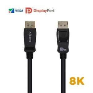 Cable DisplayPort 1.4 8K Aisens A149-0432/ DisplayPort Macho - DisplayPort Macho/ 2m/ Certificado/ Negro - Imagen 1
