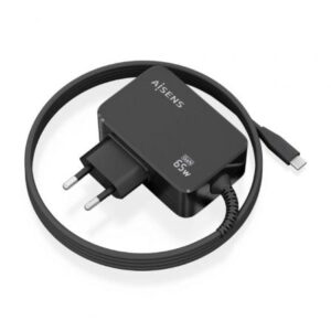 Cargador de Pared GaN Aisens ASCH-1PD65WL033-BK/ 1xUSB Tipo-C + Cable 1.8m/ 65W - Imagen 1