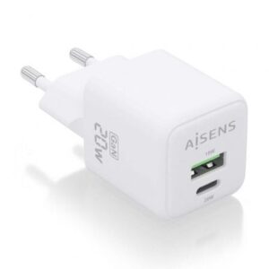 Cargador de Pared GaN Aisens ASCH-20W2P010-W/ 1xUSB Tipo-C/ 1xUSB/ 20W - Imagen 1