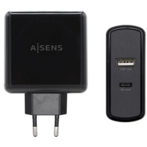 Cargador de Pared Aisens ASCH-2PD45A-BK/ 1xUSB Tipo-C/ 1x USB/ 57W - Imagen 1
