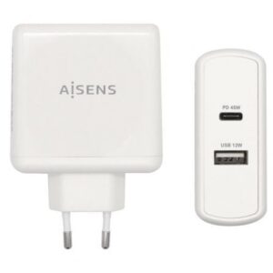 Cargador de Pared Aisens ASCH-2PD45A-W/ 1xUSB Tipo-C/ 1x USB/ 57W - Imagen 1
