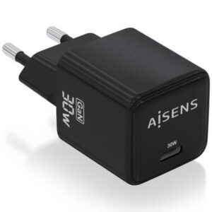 Cargador de Pared GaN Aisens ASCH-30W1P036-BK/ 1xUSB Tipo-C/ 30W - Imagen 1