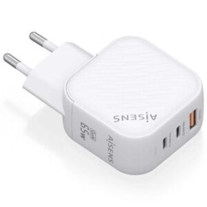Cargador de Pared GaN Aisens ASCH-65W3P026-W/ 2xUSB Tipo-C/ 1xUSB/ 65W - Imagen 1
