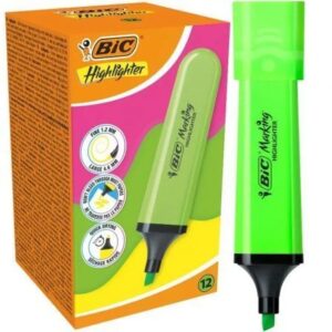 Caja de Marcadores Fluorescentes Bic Highlighter Flat Neón/ 12 unidades/ Verdes - Imagen 1