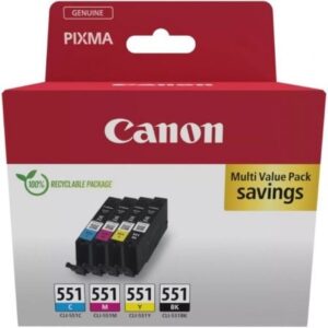 Cartucho de Tinta Original Canon CLI-551 Multipack/ Cian/ Magenta/ Amarillo/ Negro - Imagen 1
