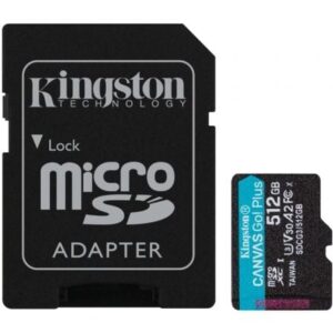 Tarjeta de Memoria Kingston CANVAS Go! Plus 512GB microSD XC con Adaptador/ Clase 10/ 170MBs