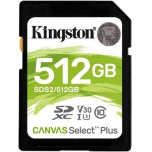 Tarjeta de Memoria Kingston CANVAS Select Plus 512GB SD XC/ Clase 10/ 100MBs