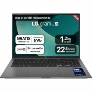 Portátil LG Gram 16ZD90T-G.AX78B Intel Core Ultra 7-255H/ 16GB/ 1TB SSD/ 16'/ Sin Sistema Operativo - Imagen 1