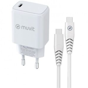 Cargador de Pared Muvit For Change MCPAK0044/ 1xUSB Tipo-C + Cable USB Tipo-C/ 20W - Imagen 1