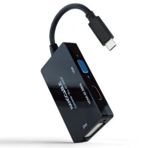 Conversor Nanocable 10.16.4301-ALL/ USB Tipo-C Macho - HDMI Hembra - DVI-I Hembra - VGA Hembra/ 20cm/ Negro - Imagen 1