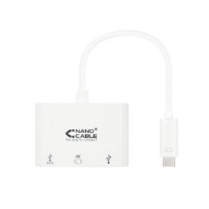 Conversor Nanocable 10.16.4302/ USB Tipo-C Macho - HDMI Hembra/ USB Tipo-C Hembra/ USB Hembra/ 15cm/ Blanco - Imagen 1