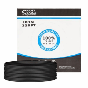 Bobina de Cable RJ45 para Exteriores UTP Nanocable 10.20.0302-EXT-BK Cat.5e/ 100m/ Impermeable/ Negro - Imagen 1