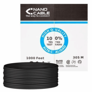 Bobina de Cable RJ45 para Exteriores UTP Nanocable 10.20.0304-EXT-BK Cat.5e/ 305m/ Impermeable/ Negro - Imagen 1