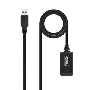 Cable Alargador USB 3.0 con Amplificador Nanocable 10.01.0311/ USB Macho - USB Hembra/ 5m/ Negro - Imagen 1