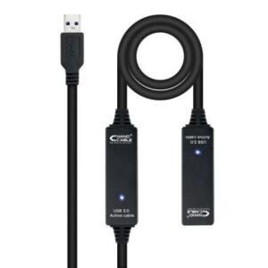 Cable Alargador USB 3.0 Nanocable 10.01.0313/ USB Macho - USB Hembra/ 15m/ Negro - Imagen 1
