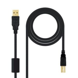 Cable USB 2.0 Impresora Nanocable 10.01.1205/ USB Tipo-B Macho - USB Macho/ 5m/ Negro - Imagen 1