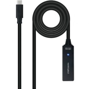 Cable Alargador USB Tipo-C 3.2 con Amplificador Nanocable 10.01.1311/ USB Tipo-C Macho - USB Tipo-C Hembra/ 5m/ Negro - Imagen 1
