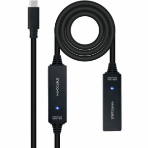 Cable Alargador USB Tipo-C 3.2 con Amplificador Nanocable 10.01.1312/ USB Tipo-C Macho - USB Tipo-C Hembra/ 10m/ Negro - Imagen 1