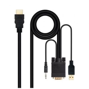 Cable Conversor Nanocable 10.15.4350/ HDMI Macho - VGA Macho - Jack 3.5 Macho - USB Macho/ 1.8m/ Negro - Imagen 1