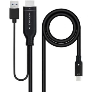 Cable HDMI Nanocable 10.15.4354/ HDMI Macho - USB Macho/ USB Tipo-C Macho/ 1.8m/ Negro - Imagen 1