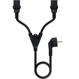 Cable Alimentación Nanocable 10.22.0100-L300/ Schuko Macho - 2 x C13 Hembra/ 3m/ Negro - Imagen 1