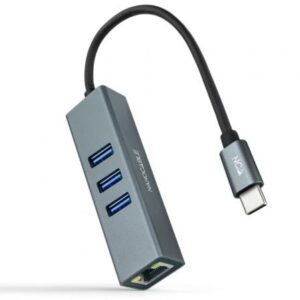 Hub USB Tipo-C Nanocable 10.03.0408/ 3xUSB/ 1xRJ45/ Gris - Imagen 1