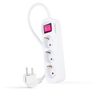 Regleta con Interruptor Nanocable 10.38.0003/ 3 Tomas de Corriente/ Cable 1.4m/ Blanca - Imagen 1