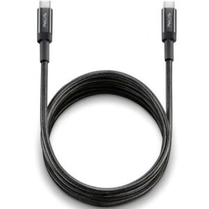 Cable USB 2.0 Tipo-C NGS KNOT/ USB Tipo-C Macho - USB Tipo-C Macho/ Hasta 65W/ 480Mbps/ 3m/ Negro - Imagen 1
