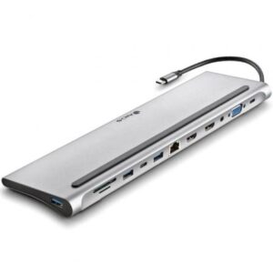 Docking USB Tipo-C NGS WonderDock12/ 3xUSB/ 2xHDMI/ 1xVGA/ 1xRJ45/ 1xLector de Tarjetas/ 1xJack 3.5/ 1xUSB Tipo-C PD/ Gris - Imagen 1