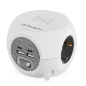 Regleta Orbegozo EN 4500 con Carga inalámbrica/ 3 Tomas de corriente/ 2 USB - 2 USB Tipo C/ Cable 1.5m/ Blanca y Gris - Imagen 1