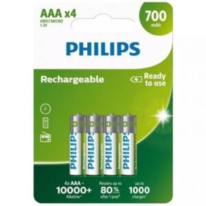 Pack de 4 Pilas AAA Philips R03B4A70/10/ 1.2V/ Recargables - Imagen 1
