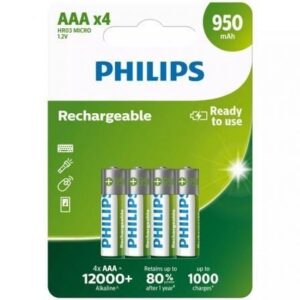 Pack de 4 Pilas AAA Philips R03B4A95/10/ 1.2V/ Recargables - Imagen 1