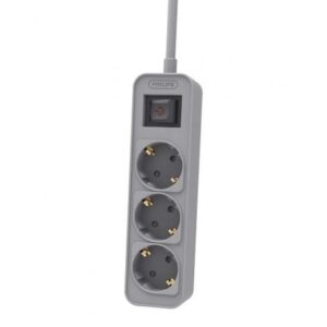 Regleta con Interruptor Philips CHP2134G/10/ 3 Tomas de corriente/ Cable 1.5m/ Gris - Imagen 1