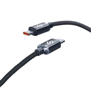 Cable USB 2.0 Tipo-C Subblim Optimus/ USB Tipo-C Macho - USB Tipo-C Macho/ Hasta 60W/ 480Mbps/ 2m/ Negro - Imagen 1