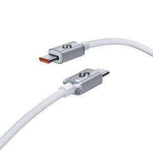 Cable USB 2.0 Tipo-C Subblim Optimus/ USB Tipo-C Macho - USB Tipo-C Macho/ Hasta 60W/ 480Mbps/ 1m/ Blanco - Imagen 1