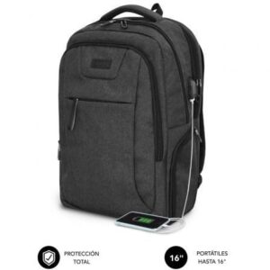 Mochila Subblim Professional Air Padding Backpack para Portátiles hasta 16'/ Puerto USB/ Negra - Imagen 1