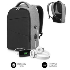 Mochila Subblim Secure V2 AP para Portátiles hasta 15.6'/ Puerto USB/ Antirrobo/ Gris - Imagen 1
