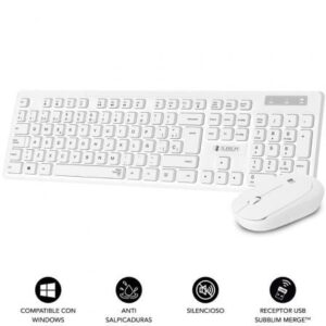 Teclado y Ratón Subblim Combo Business Slim Silencioso Inalámbrico/ Blanco - Imagen 1
