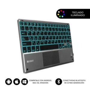 Teclado Compacto Inalámbrico por Bluetooth Subblim Touchpad Smart Blacklit/ Gris - Imagen 1