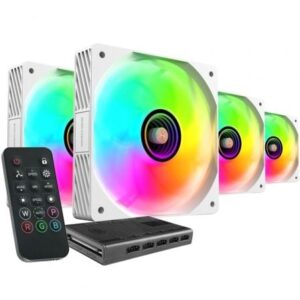 Pack 4 Ventiladores Mars Gaming MF-SI4KIT/ 12cm + HUB + Mando a Distancia/ ARGB/ Blancos - Imagen 1