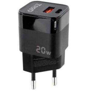 Cargador de Pared TooQ TQWC-QCPD20/ 1xUSB Tipo-C/ 1xUSB/ 20W - Imagen 1