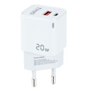 Cargador de Pared TooQ TQWC-QCPD20WT/ 1xUSB-Tipo C/ 1x USB/ 20W/ Blanco - Imagen 1