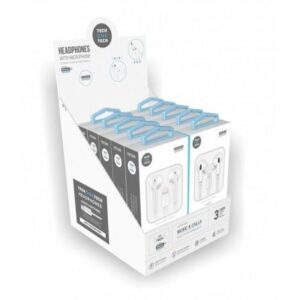 Expositor de Auriculares Tech One Tech earTECH TEC1203/ con Micrófono/ Lightning/ Incluye 10 Auriculares Blancos - Imagen 1